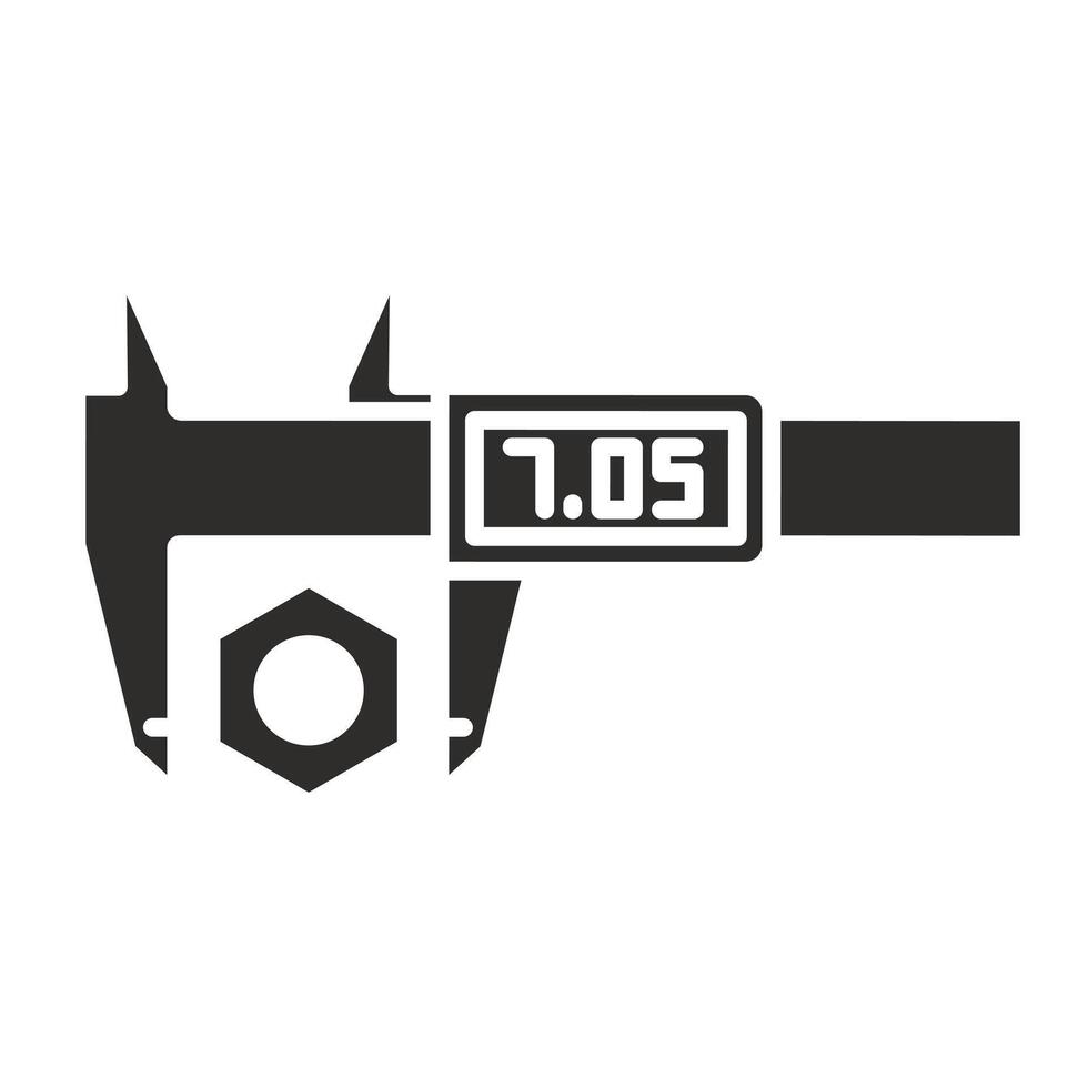 calibration icon, vernier caliper, slide gauge, flat illustration vector