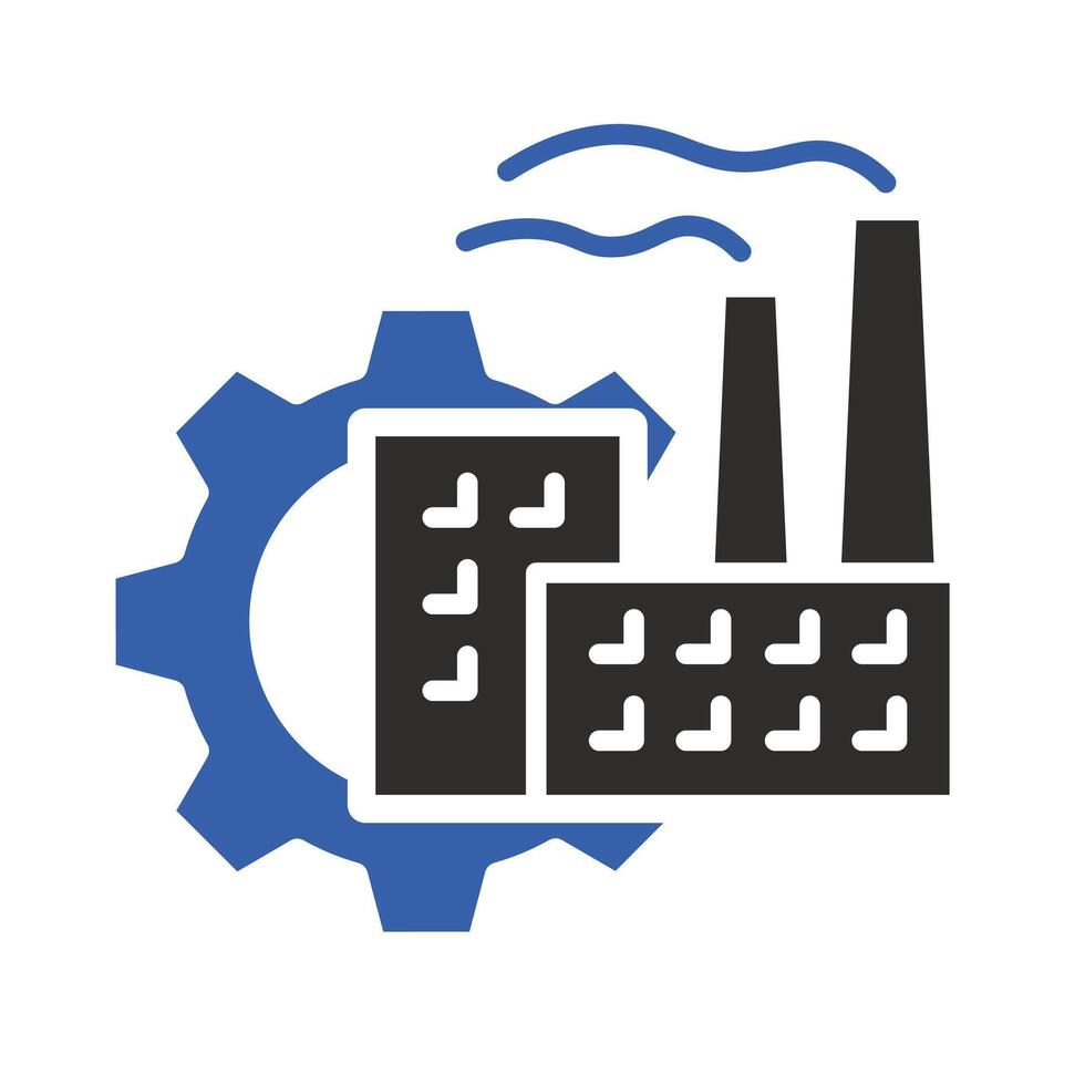 factory with gear, industry icon, industrial building, flat illustration vector