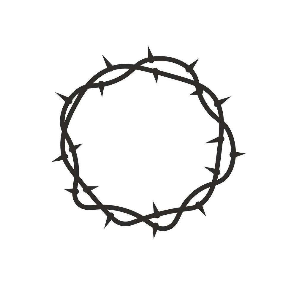 crown of thorns icon, symbol of christianity, easter element, linear illustration, outline editable stroke vector