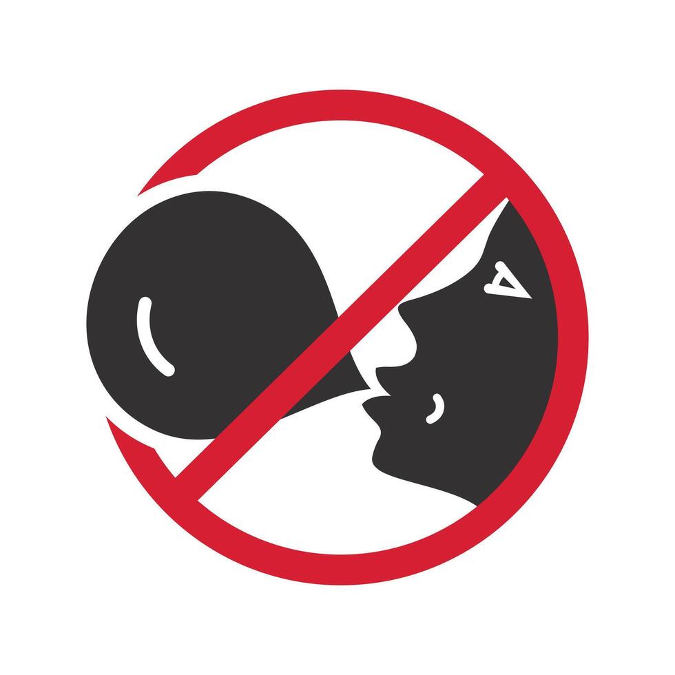 do not gum sign, no chewing gum icon, prohibited bubblegum, flat illustration vector