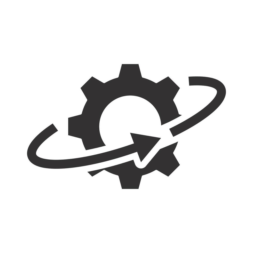 gear wheel, process icon, management operations, flat illustration vector