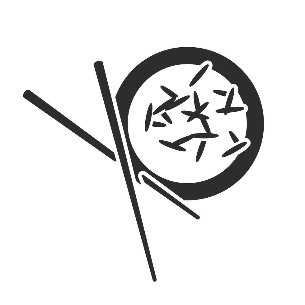 food icon, rice and chopsticks, simple symbol, flat illustration vector