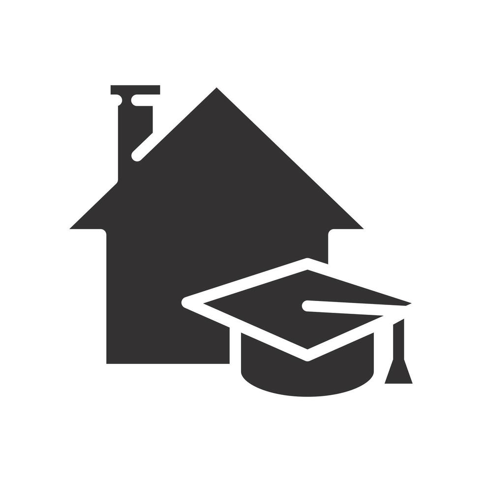 home education icon, online learning, elearning distance, flat illustration vector