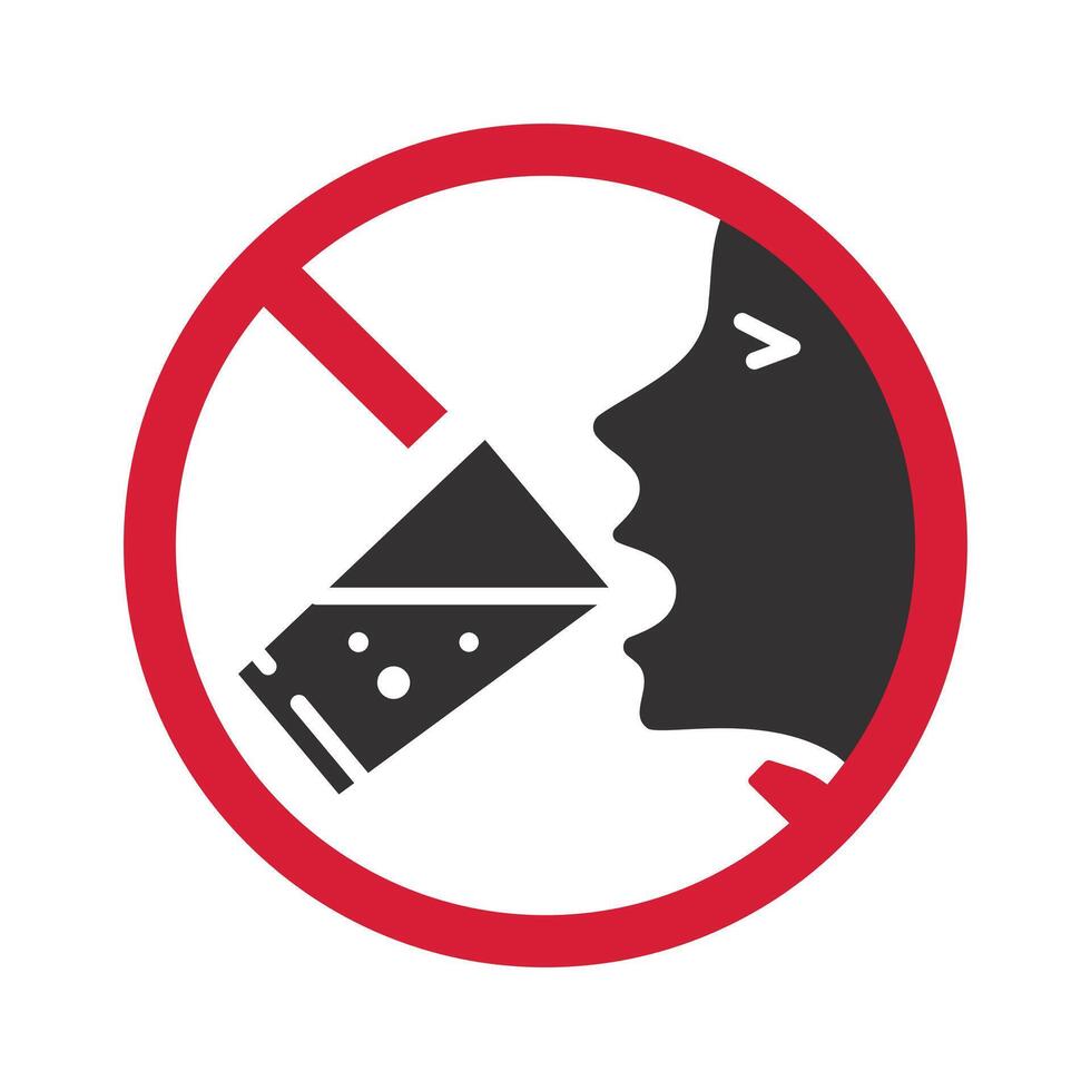 do not ingest or no take into, no drinking icon, protect from ingestion hazard, prohibited flat illustration vector