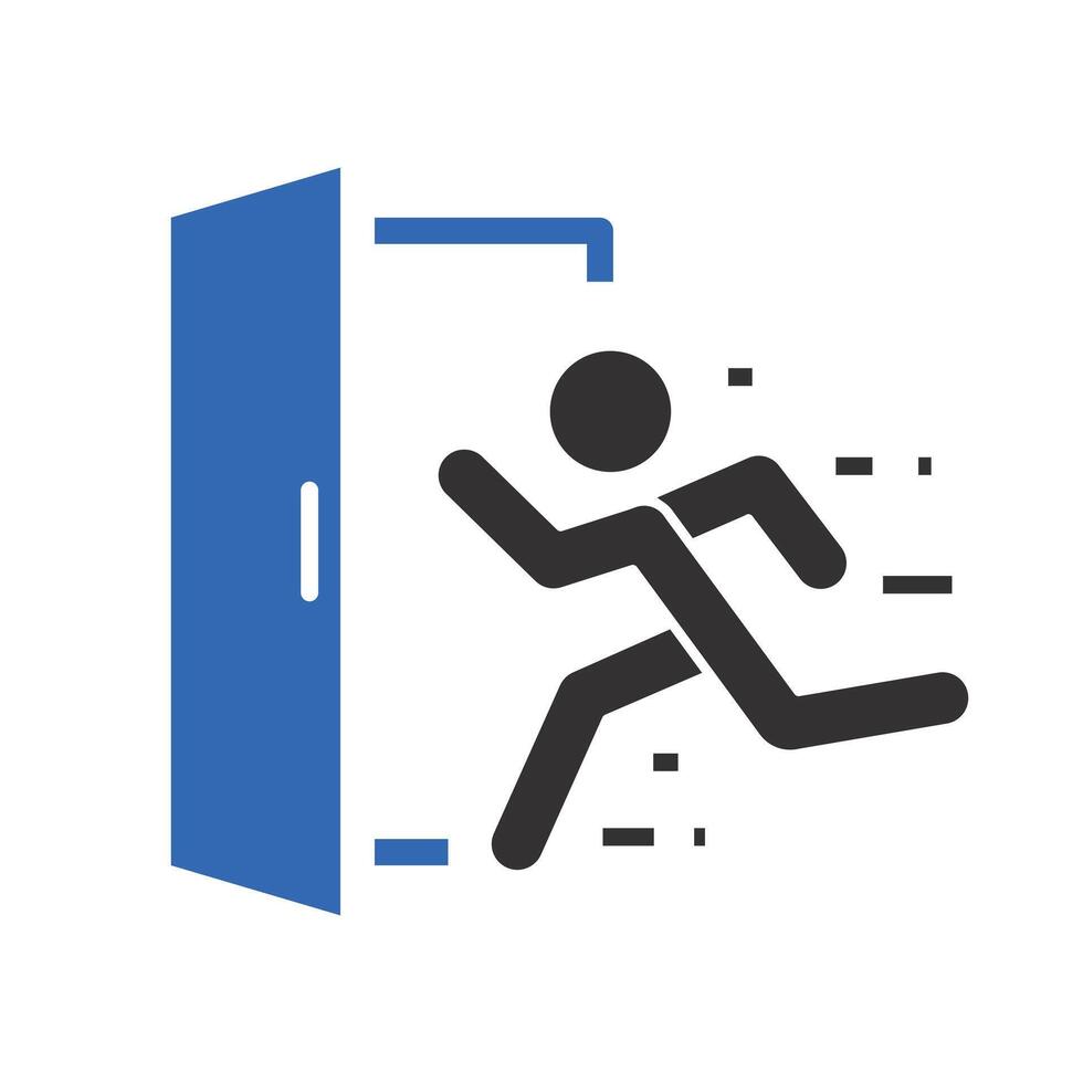 fire door, emergency exit icon, safe way, escape, flat illustration vector
