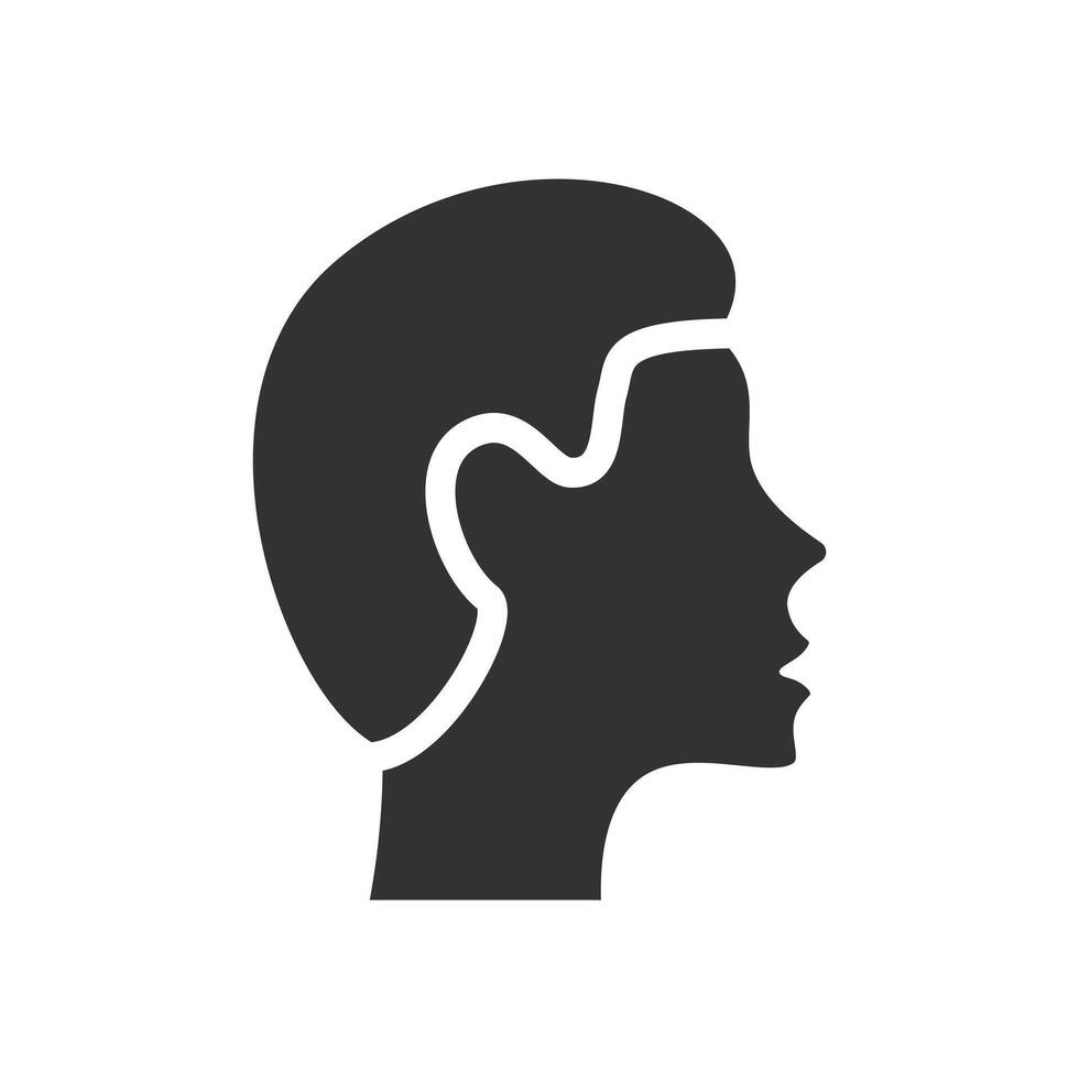 human face profile, head icon, flat illustration vector
