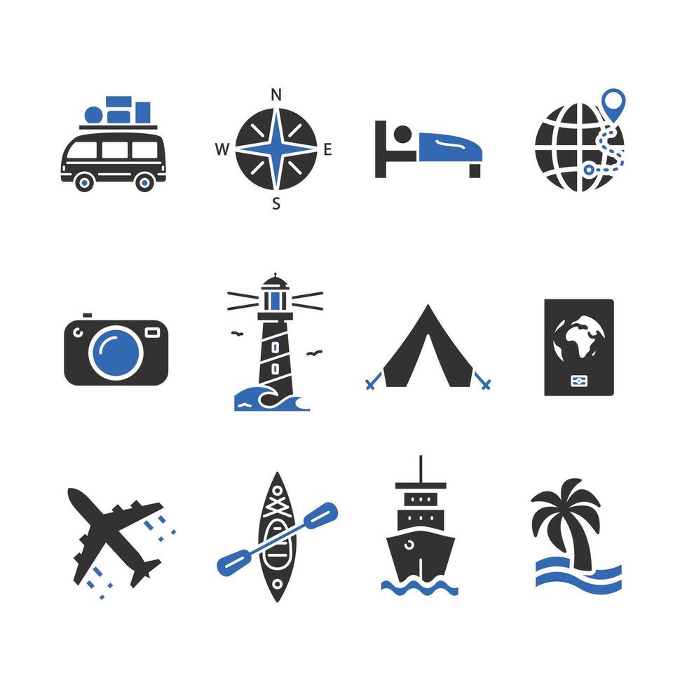 holiday tour icons, travel icon set, global, vacation tourist, flat illustration vector