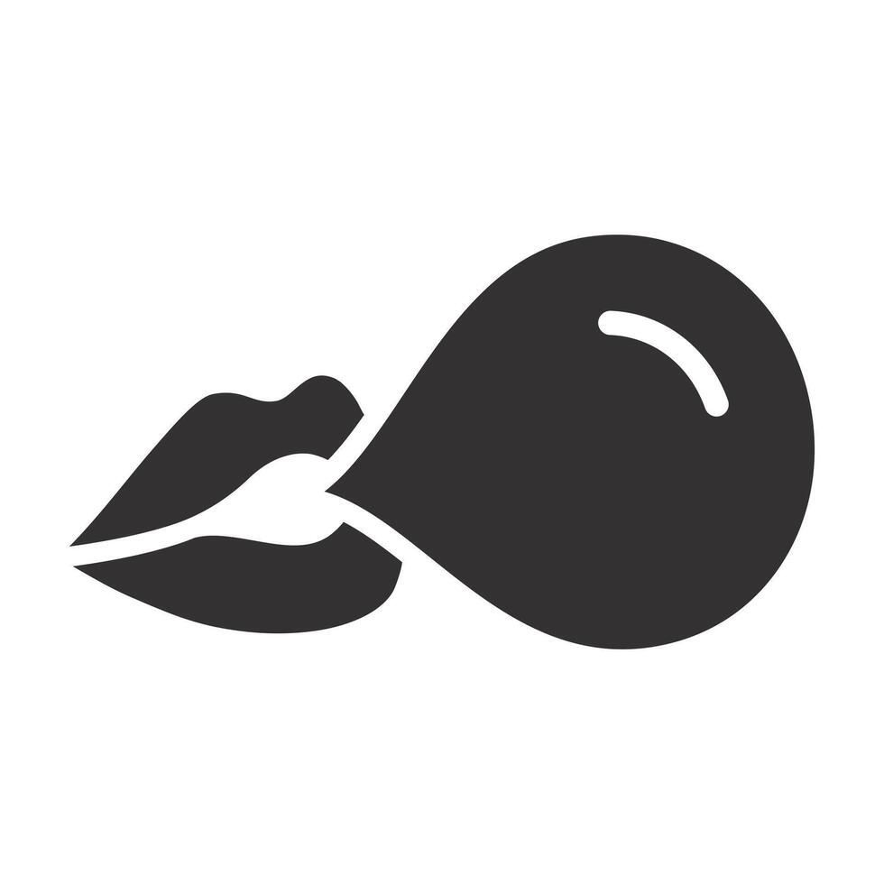 flat illustration, chewing gum simple symbol, bubblegum icon, lips blowing gum bubble vector