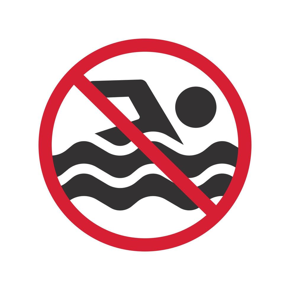 swim in pool forbidden, no swimming icon, flat illustration vector
