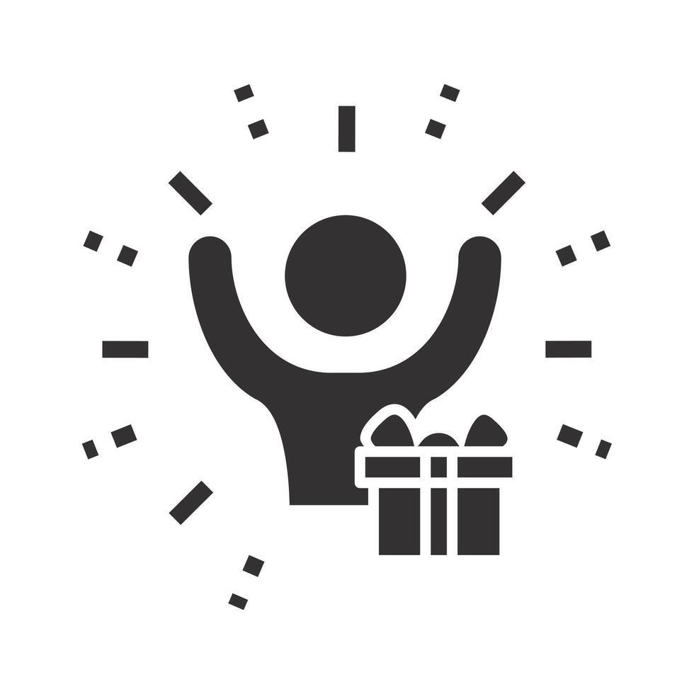 surprise gift box, special prize icon, winner present, pleasure receive win award, flat illustration vector