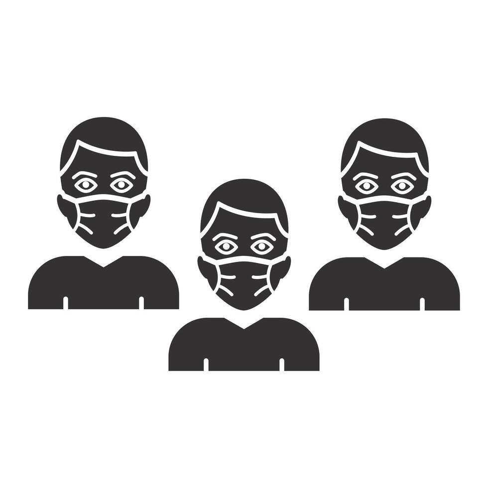 virus infection outbreak, crowd people in medical masks icon, quarantine, flat illustration vector