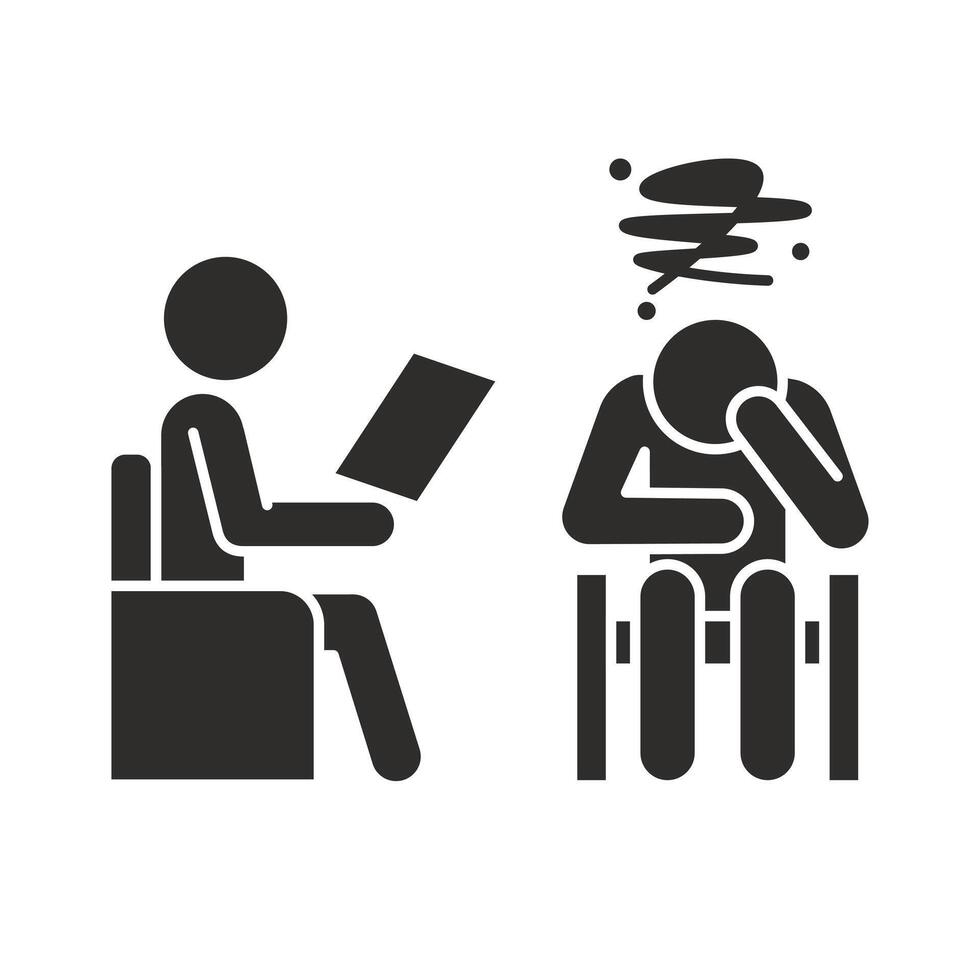 psychotherapy concept, psychologist icon, patient at the doctor's office, mental personality problem, flat illustration vector