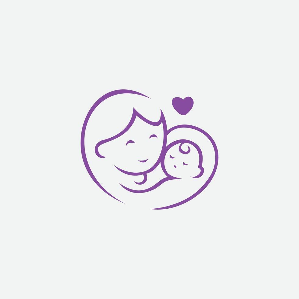 Mother and child logo design vector