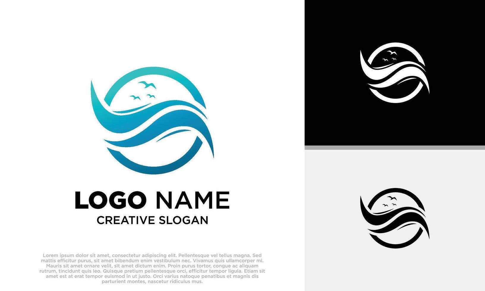A logo for a company with waves and a bird vector