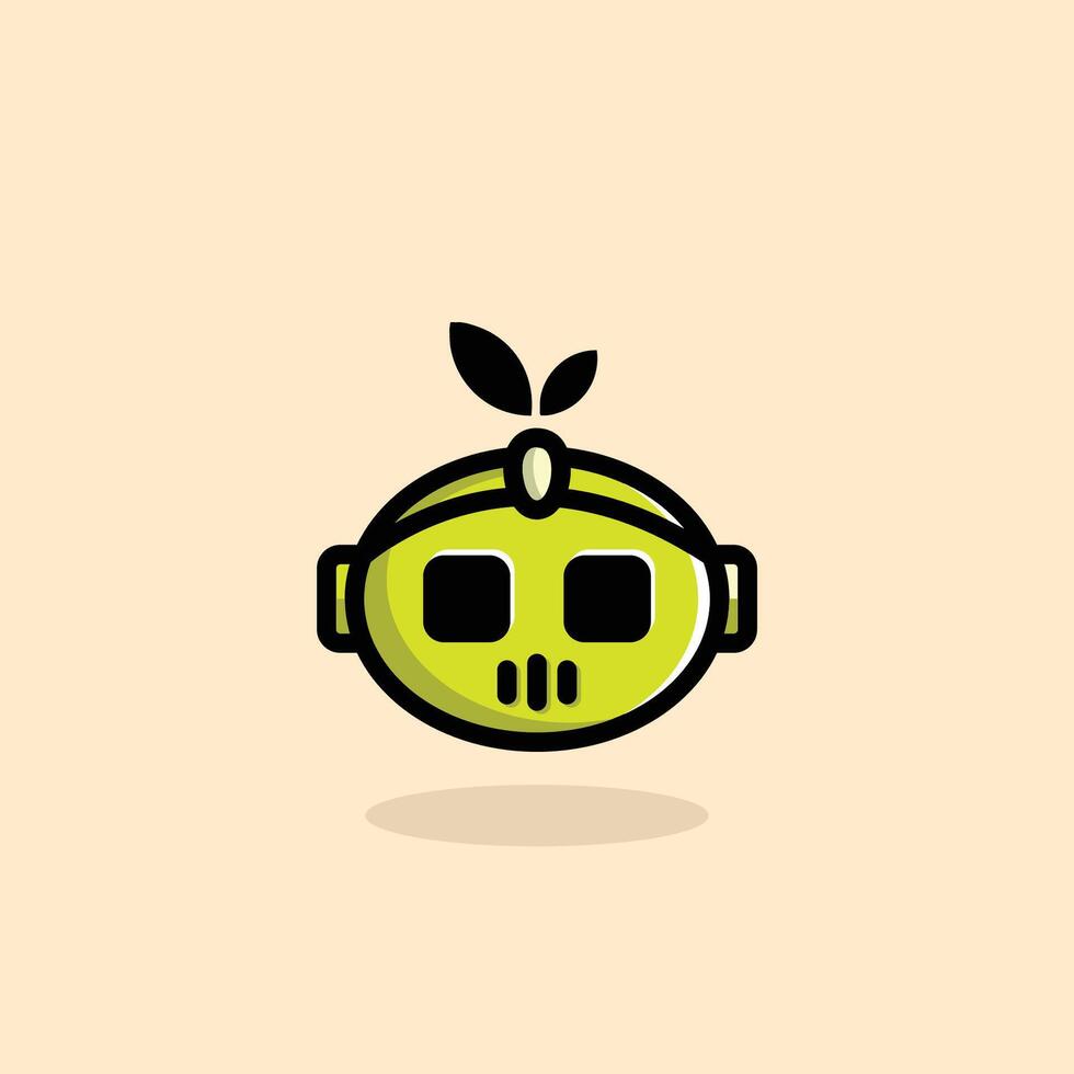 A cartoon robot head with a green leaf on it vector