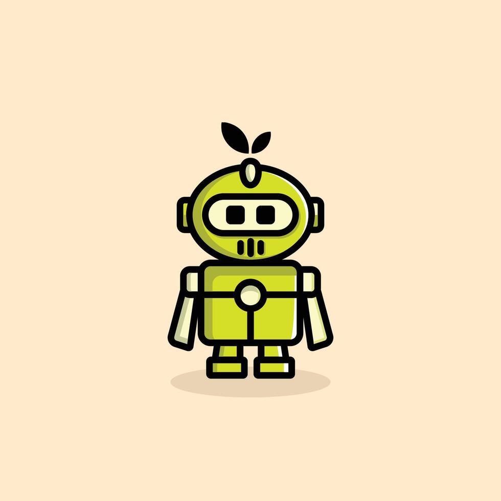 A robot with a green leaf on its head vector