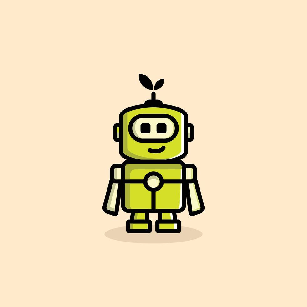 A robot with a plant on its head vector