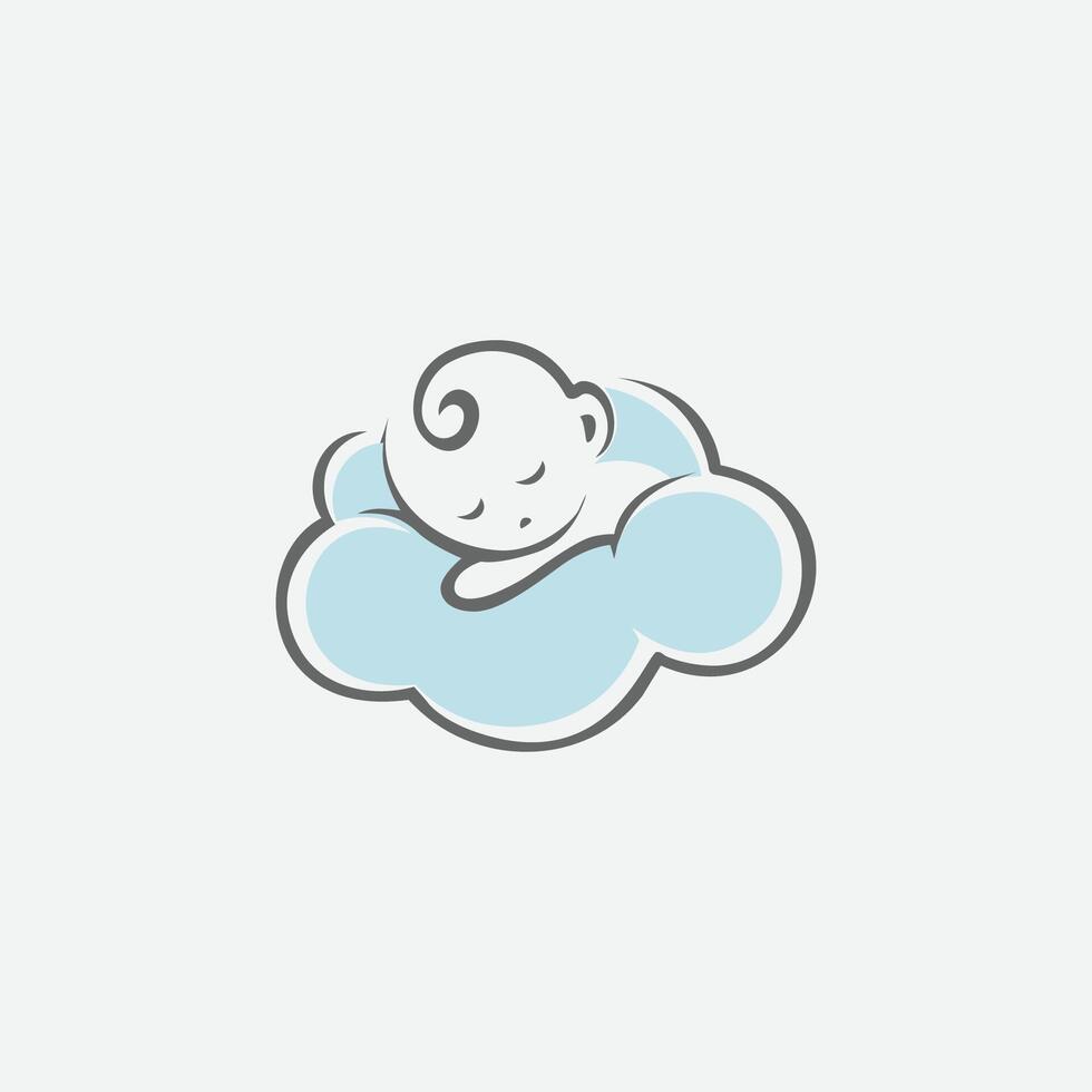A baby sleeping in a cloud logo vector