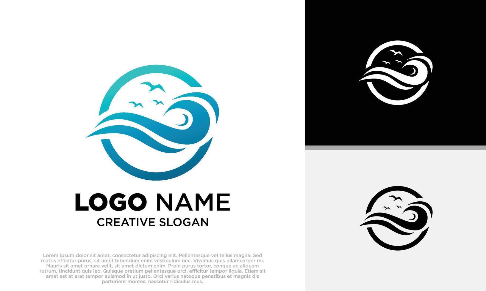 Logo design with waves and birds vector
