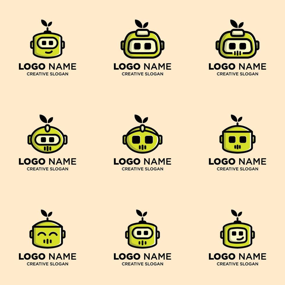 A set of six different robot logos vector