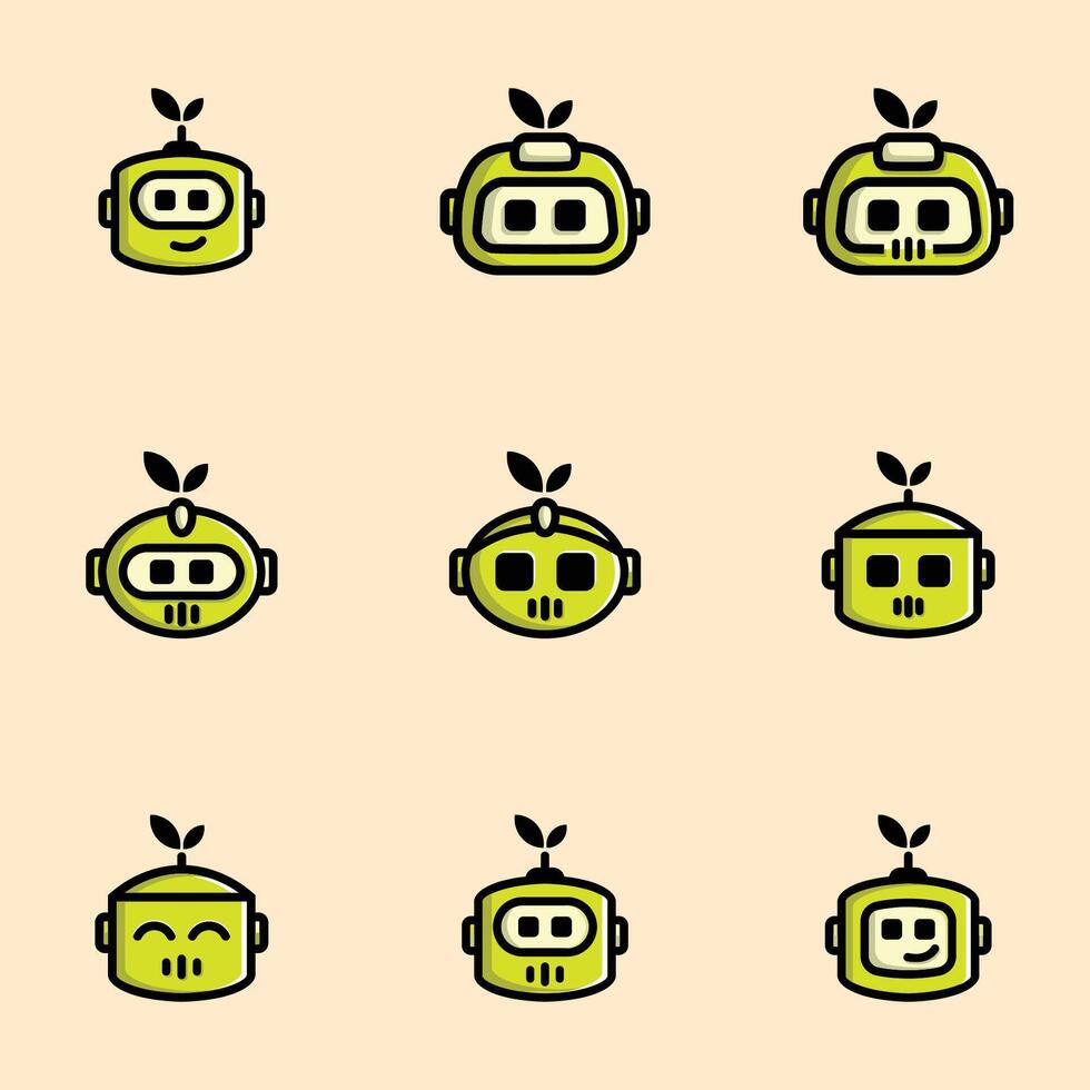 A set of robot heads with different expressions vector