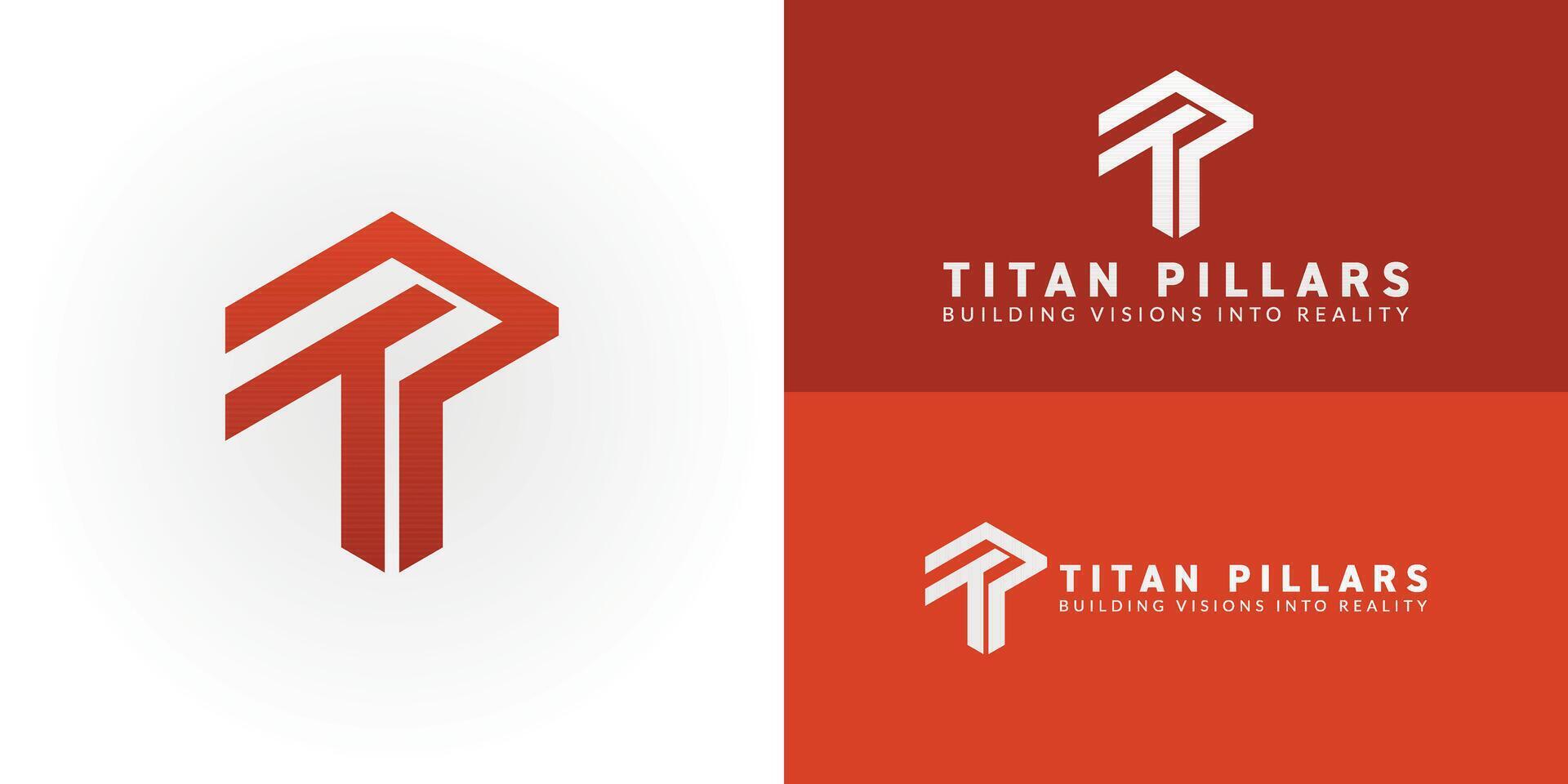 Modern TP emblem for architecture and construction featuring clean lines that evoke precision and structure, symbolizing the forward movement from vision to reality. It is ideal for innovative builder vector