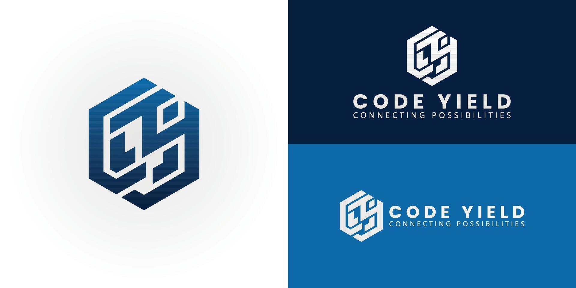 Modern CY initial logo for software development features an interconnected hexagonal design that symbolizes precision, connectivity, and digital innovation in tech solutions. vector
