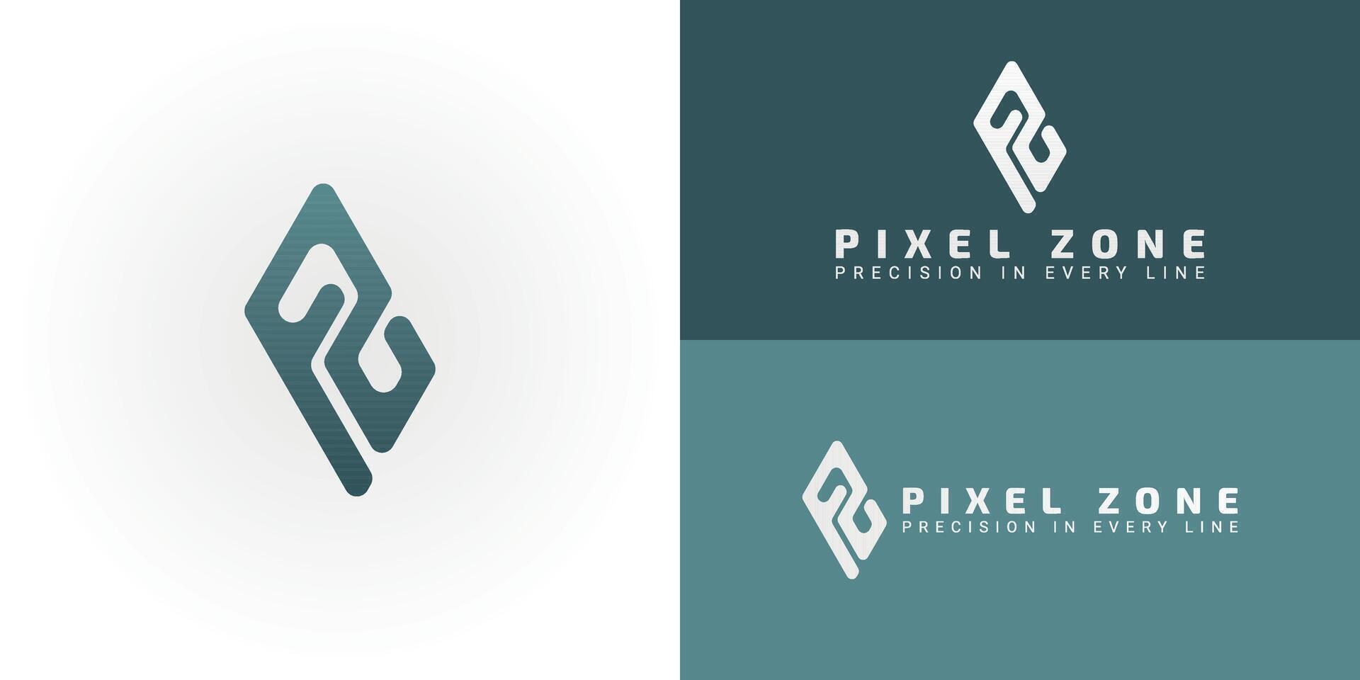 Logo design for a modern software company that combines the letters PZ into a sleek abstract emblem. This design is ideal for tech, fintech, or design firms looking for a precise and innovative brand. vector