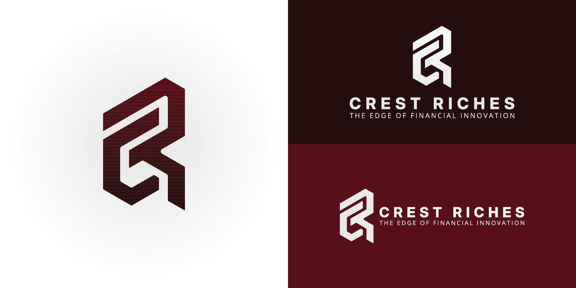 Modern CR initial logo. A dynamic geometric design is ideal for financial and technology brands. Clean, professional, and scalable for all digital and print needs. vector
