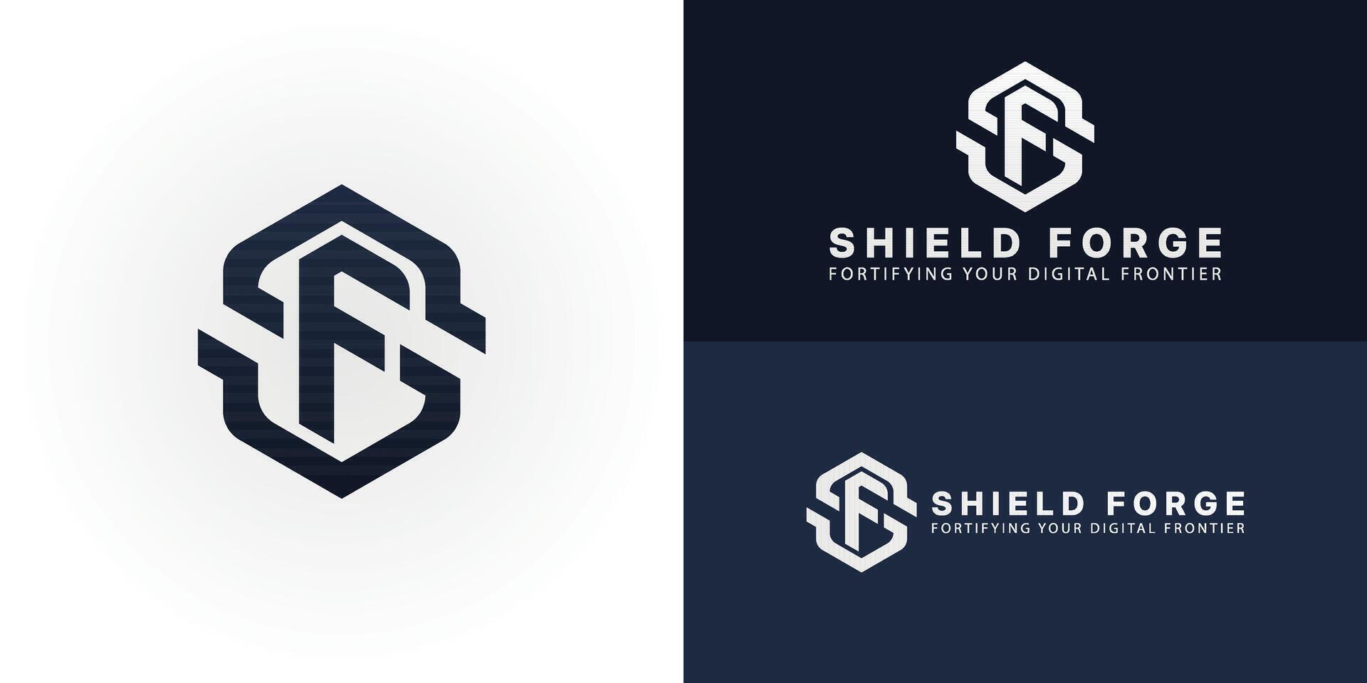 Modern SF lettermark logo within a strong hexagonal shield, designed for cybersecurity and digital security companies. It symbolizes robust protection, innovative defense, and secure solutions. vector