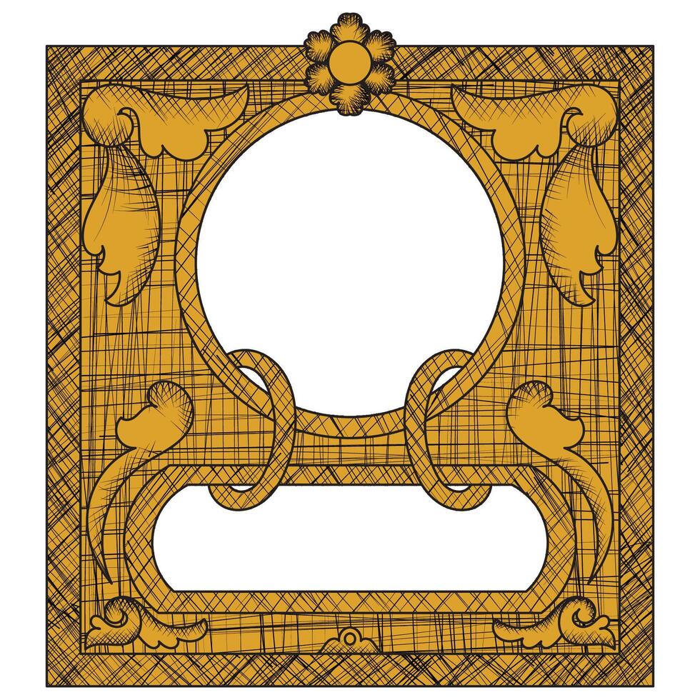 Old, vintage, scary line frame, old gold frame vector