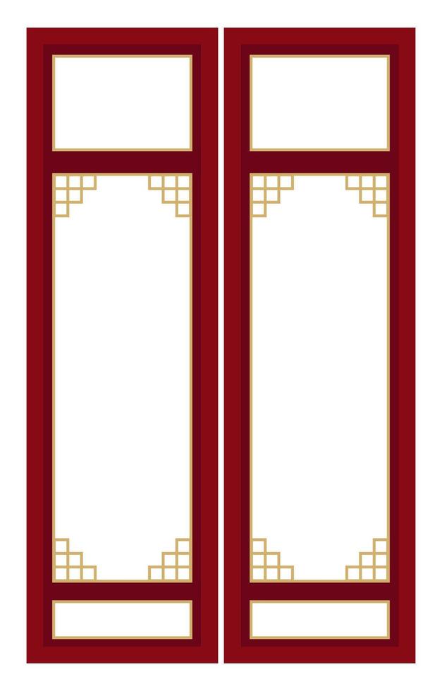 Vintage Lanna pattern frame with red border vector