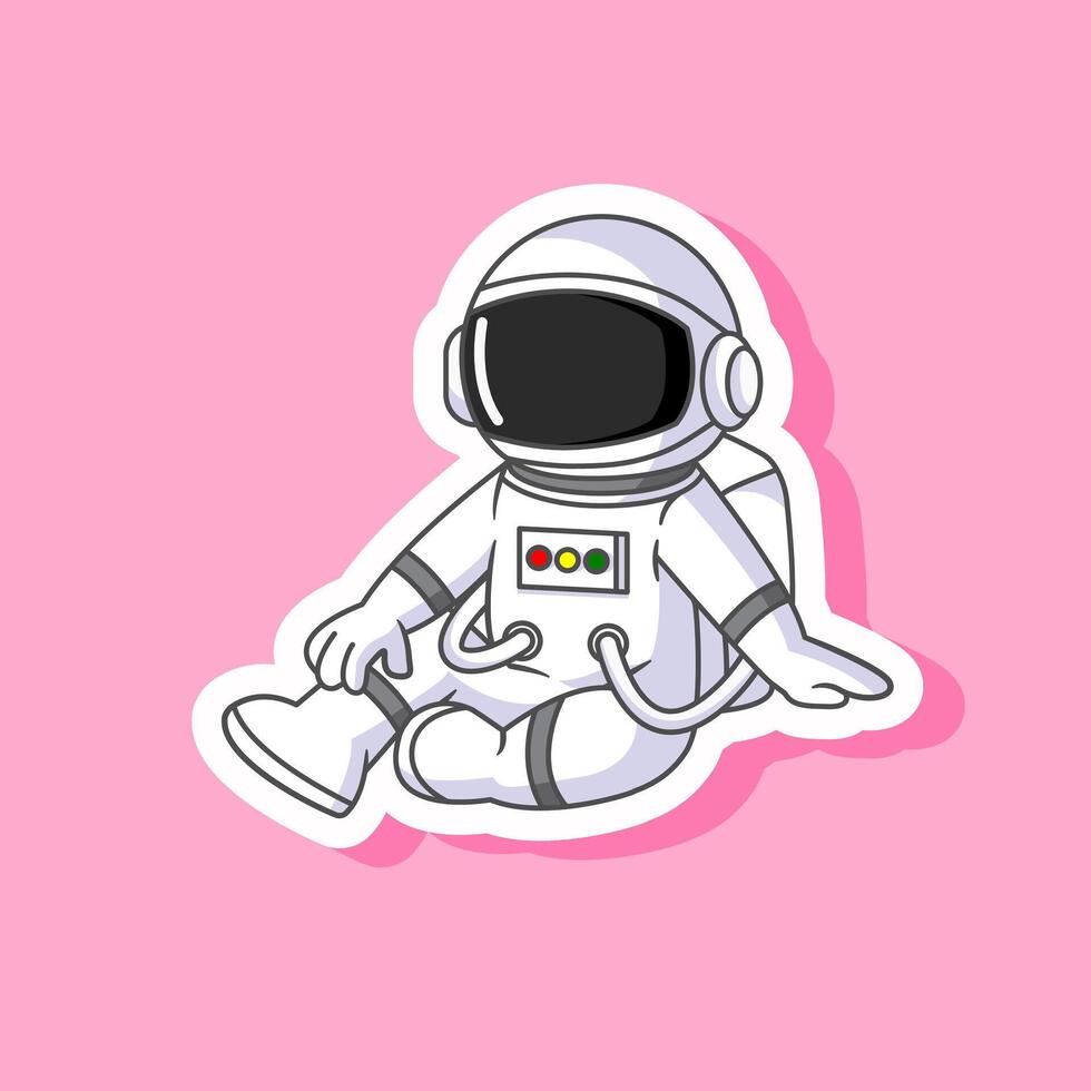Sticker of Astronaut Sitting vector