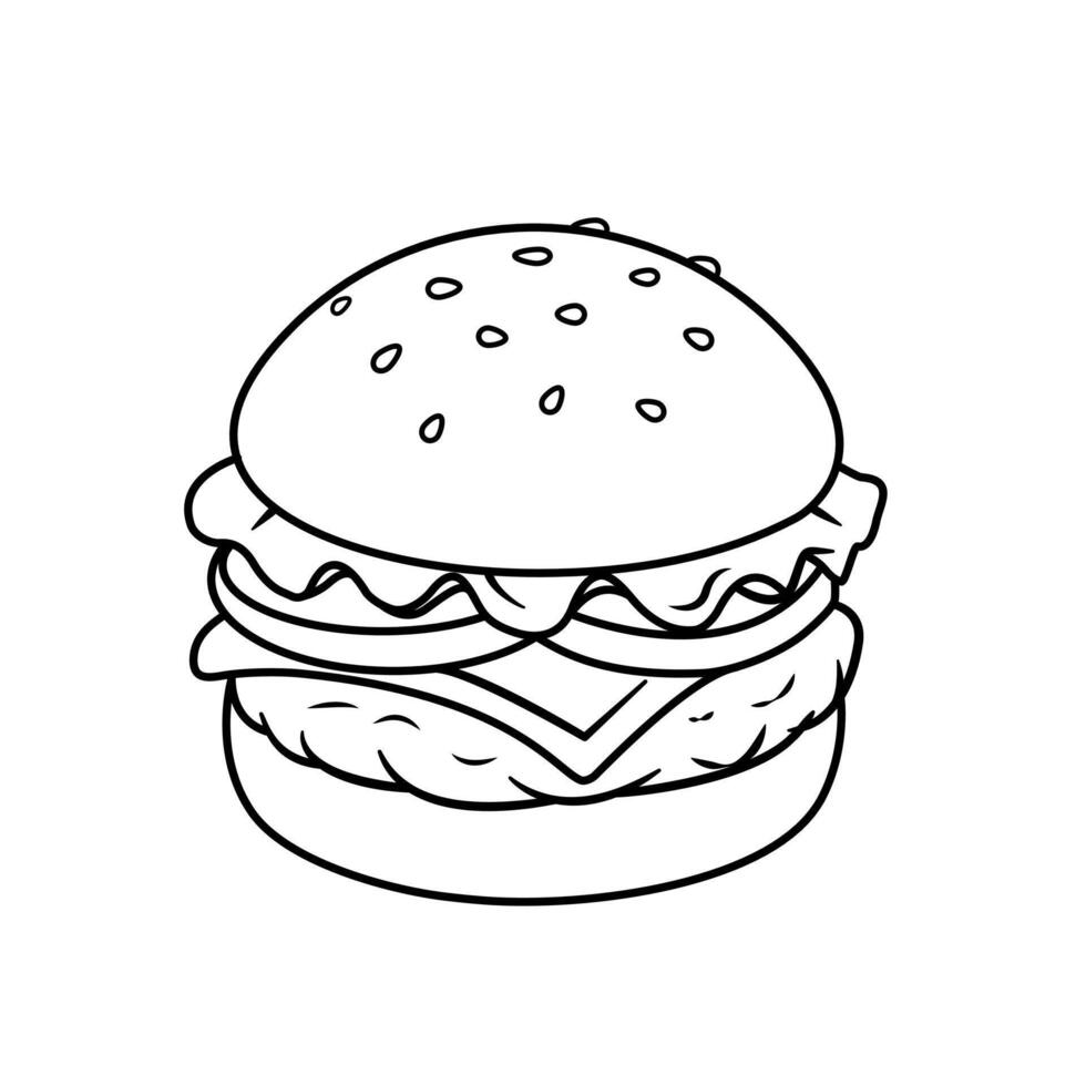 Burger Coloring Book Vectors Illustration