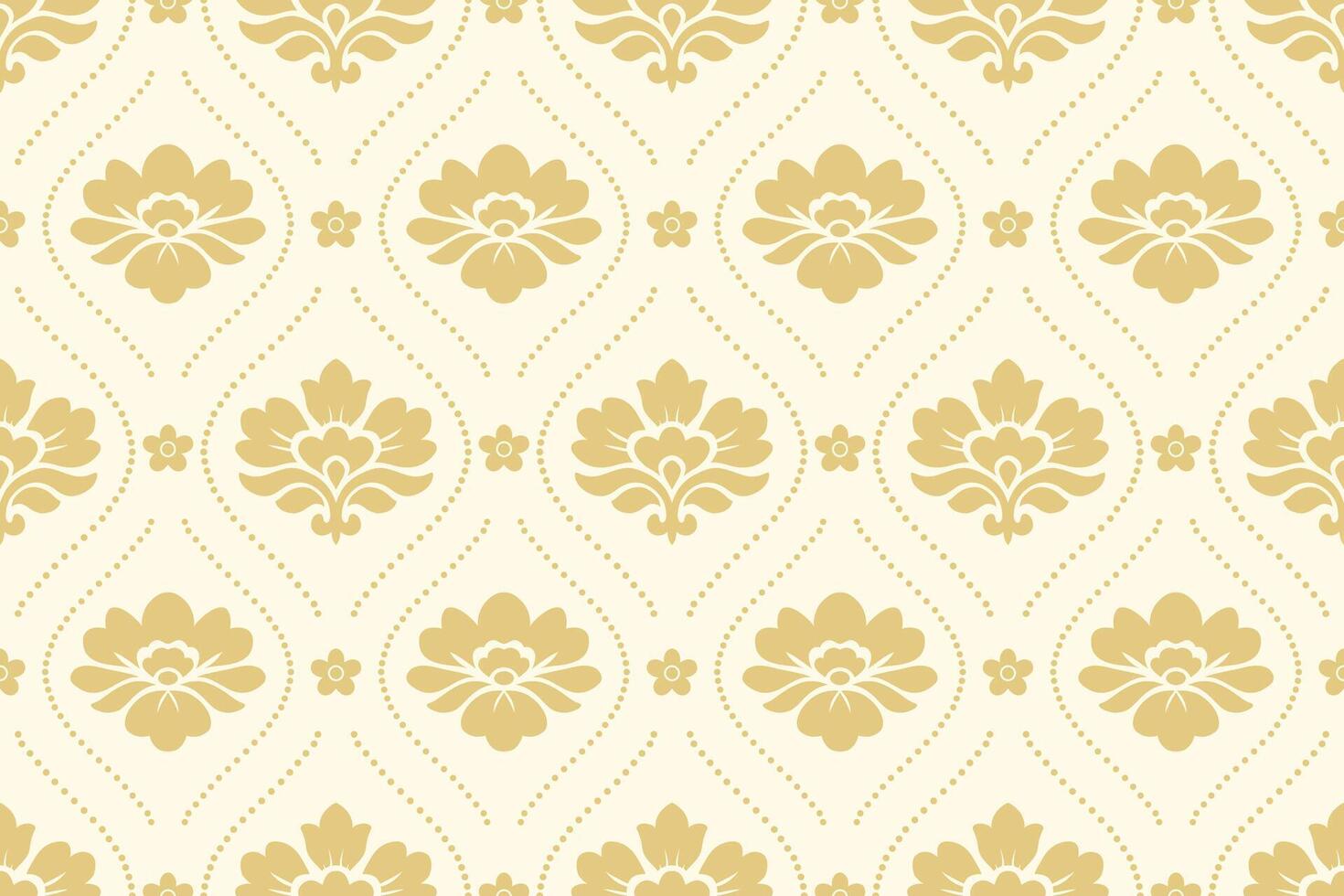 Elegant damask floral seamless pattern in beige for vintage fabric and decorative design. vector
