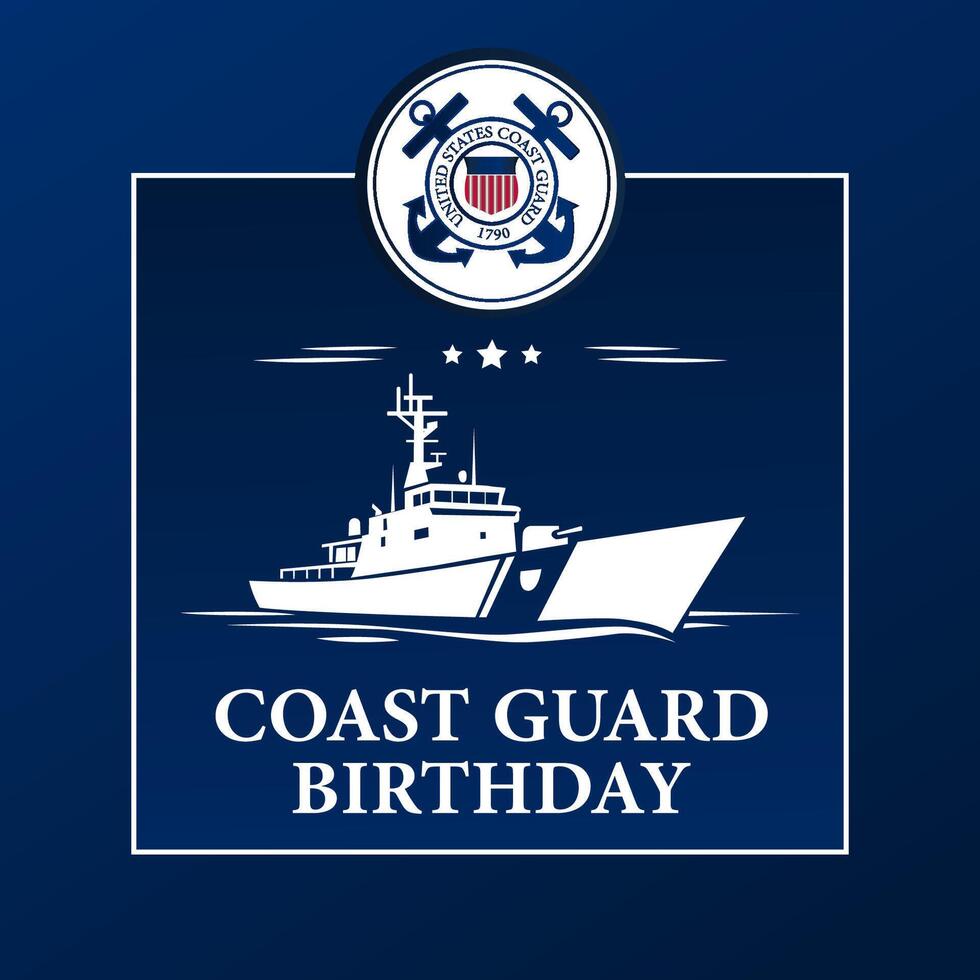 United States Coast Guard birthday. August 4 vector