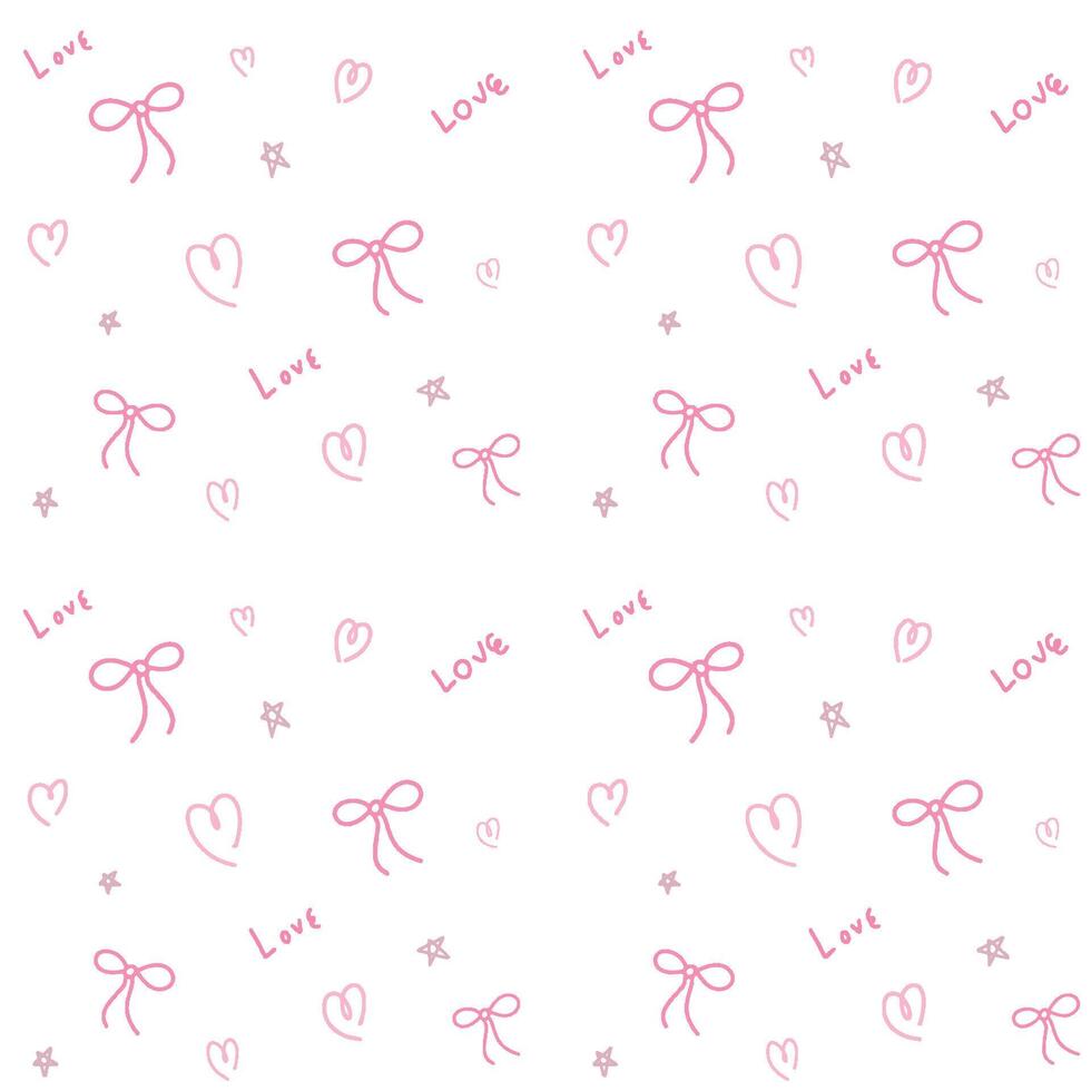 cute pink ribbon pattern vector