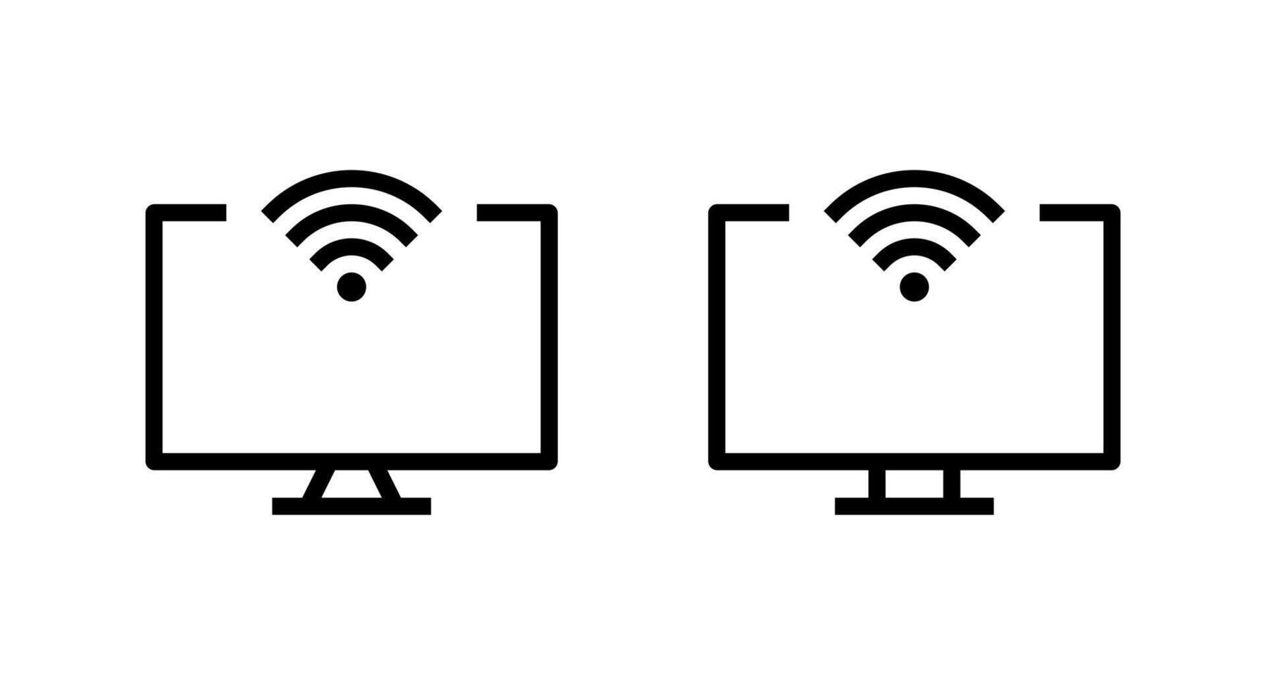 Computer monitor icon with wifi signal. Wireless internet connection symbol on modern desktop screen vector
