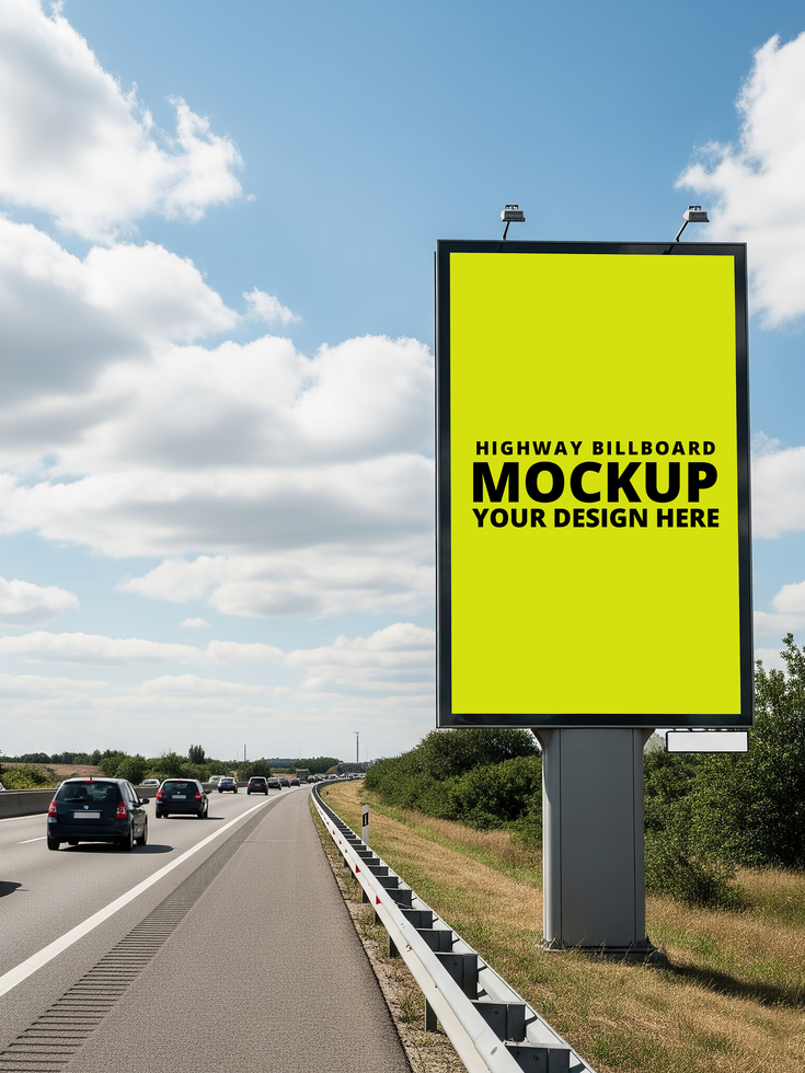 High Resolution Billboard Mockup on Highway Road psd