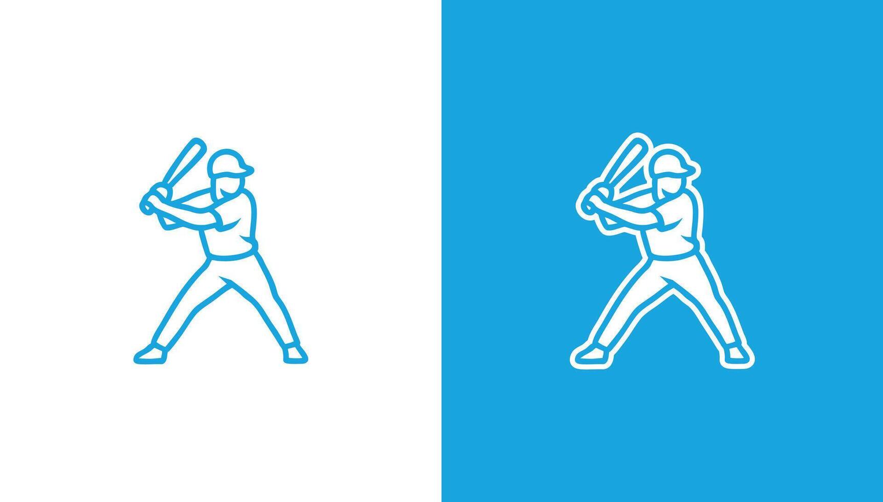 Baseball athlete silhouette logo in minimalist style, generative aic vector