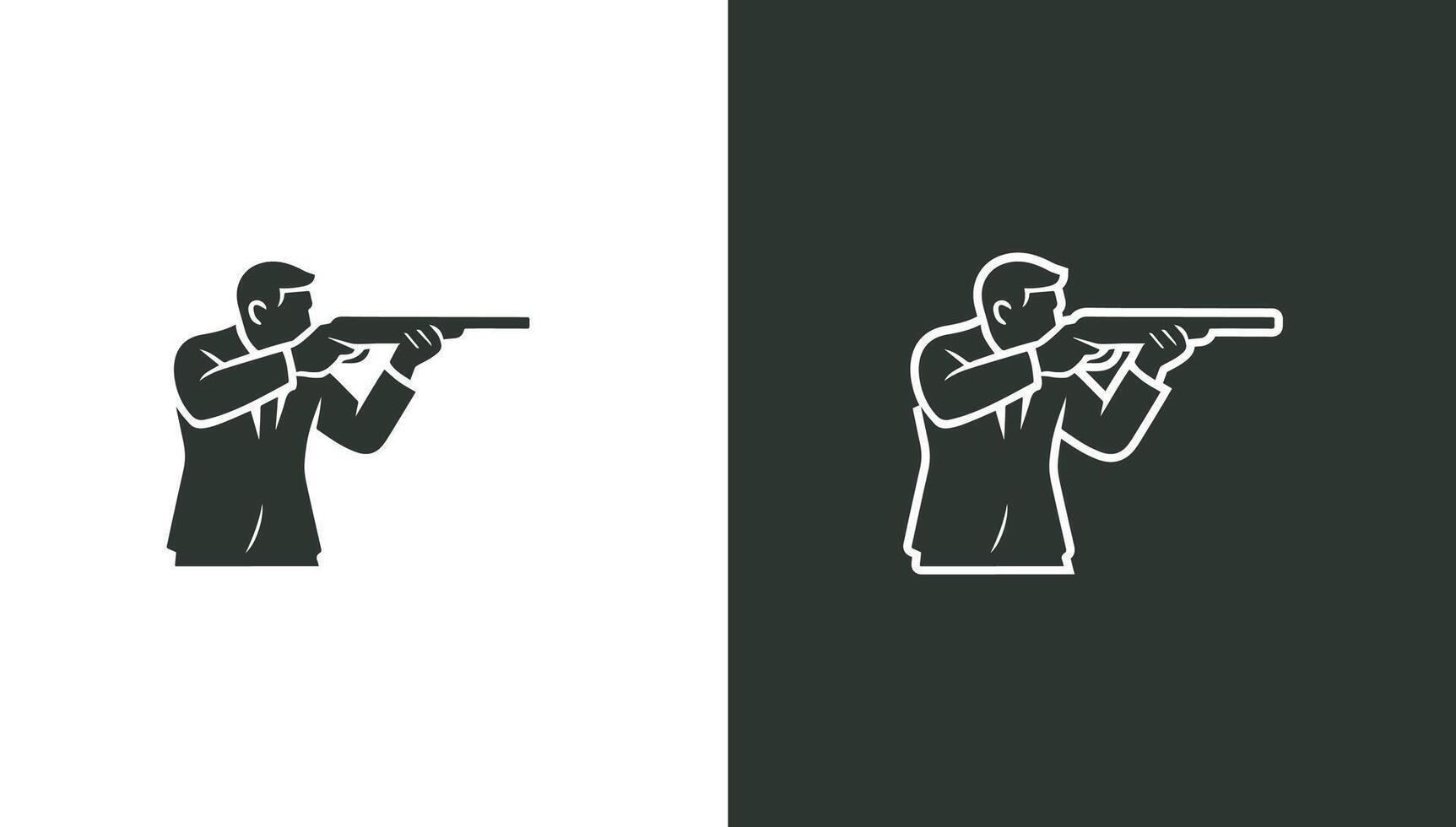 Professional shooter silhouette logo in minimalist style, vector