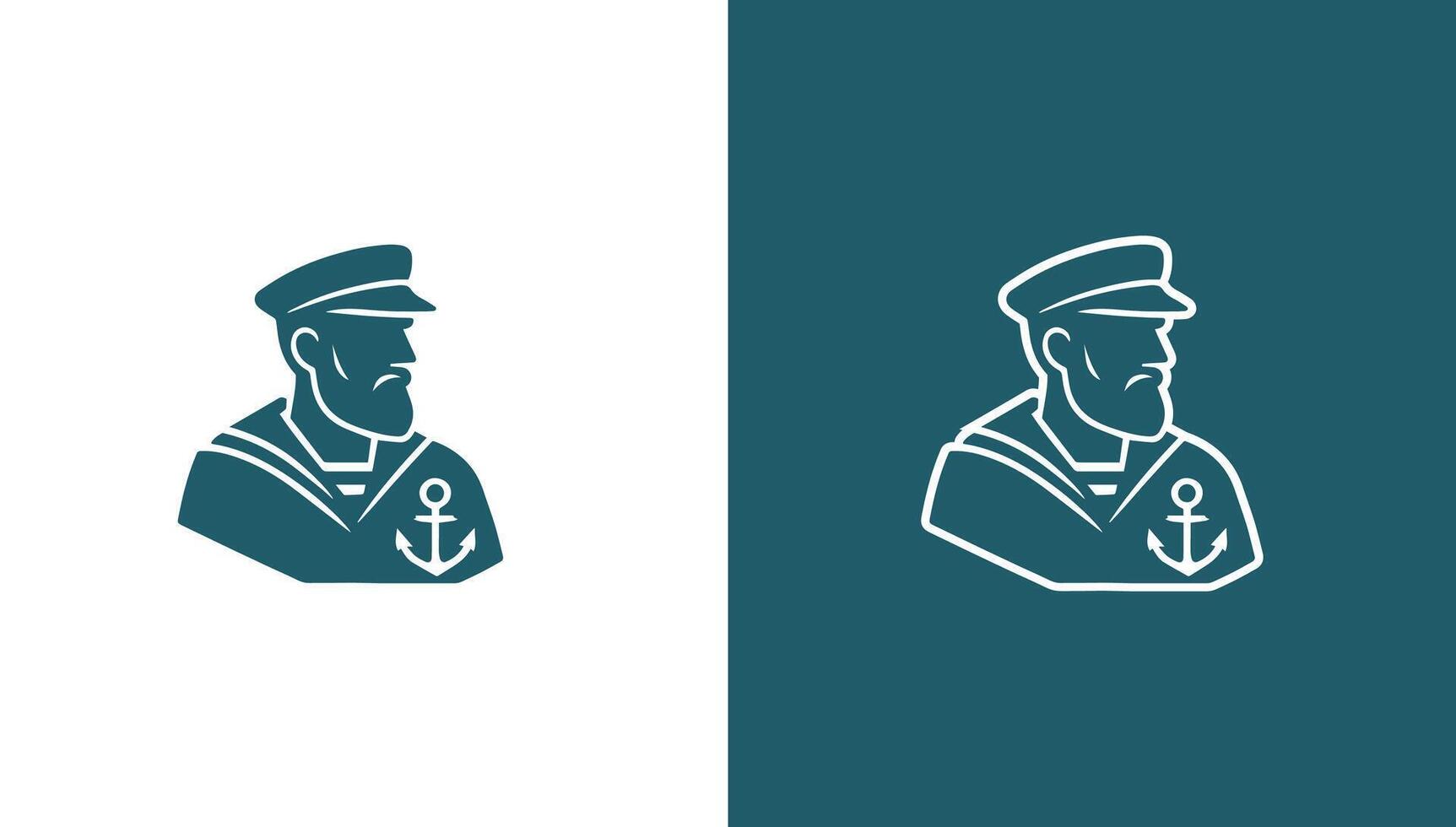 Sea captain silhouette logo in minimalist style, vector