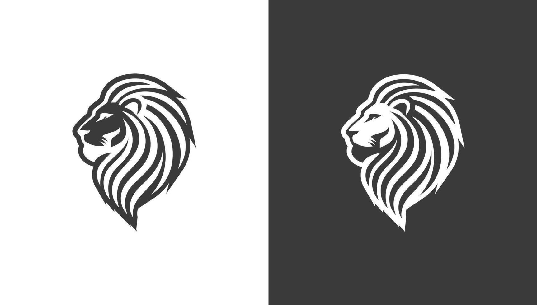 Simple Minimalist Black and White Lion Head Logo Design, vector