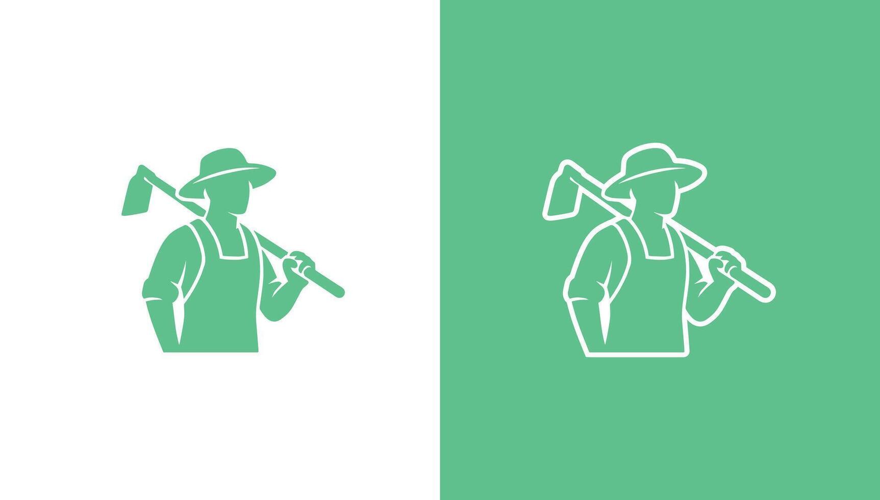 Farmer silhouette logo in minimalist style, vector