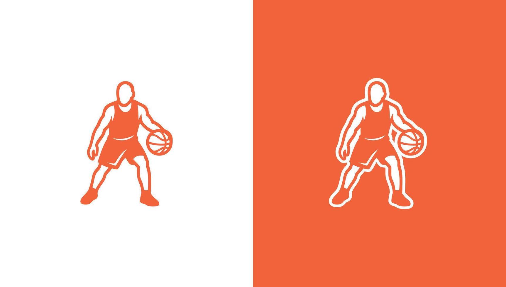 Basketball athlete silhouette logo in minimalist style, vector
