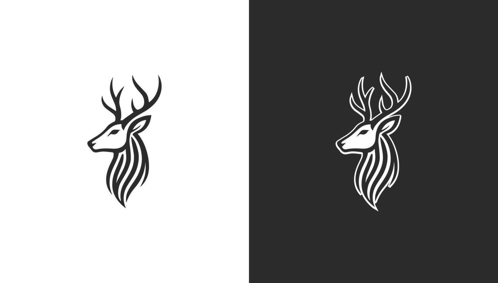 Simple Minimalist Black and White Deer Head Logo Design, vector