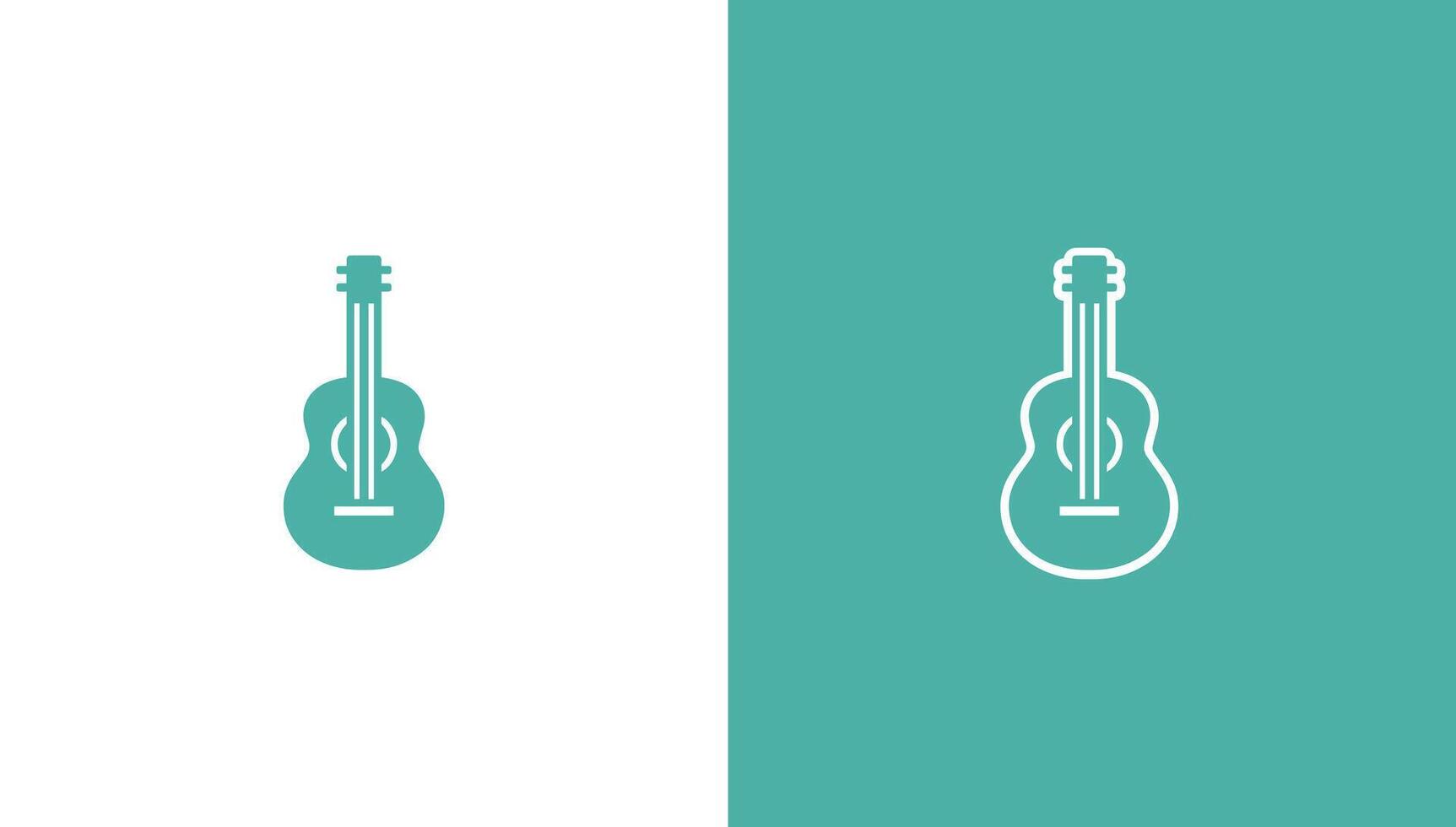Mini acoustic guitar silhouette logo in minimalist style, vector