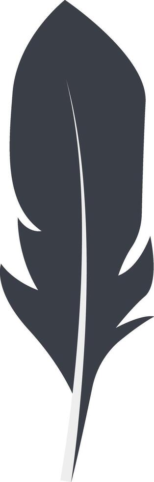 Bird Feather Black Silhouette. Isolated on White Background. vector