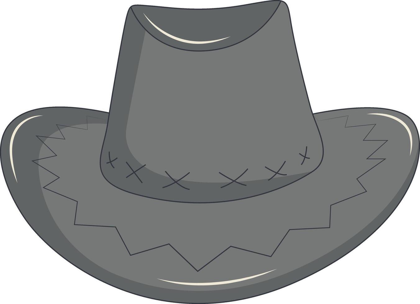 Wild West Cowboy Hat with Cartoon Design. Isolated on White Background. vector