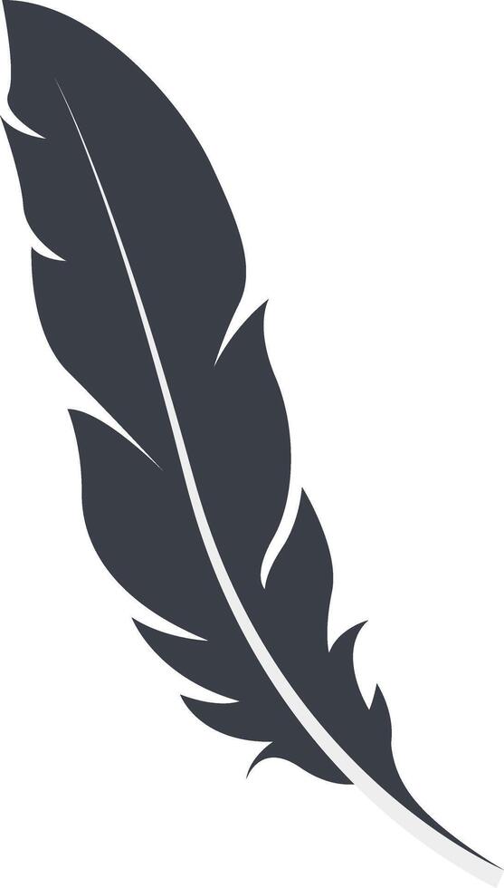 Bird Feather Black Silhouette, Black Feather Icon, vector